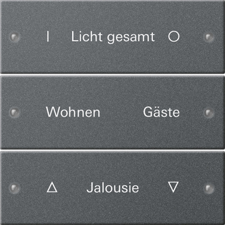 Gira System 55 Антрацит Набор клавиш 3-местный,  ГРАВИРОВКА 220328