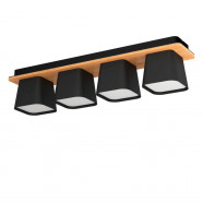 Eglo 390008 Потолочный светильник RUSCIO, 4x40W, E27, L695, B140, H150, сталь, дерево, черный, коричневый/сталь, черный, белый