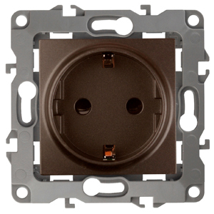 ЭРА 12-2001-13 Розетка 2P+E Schuko, 16A-250В, IP20, без м.лапок, 12, Бронза