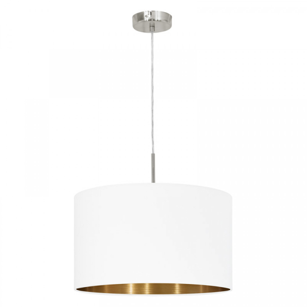 Eglo 95044 Подвес PASTERI, 1х60W (E27), ?380, никель матовый/текстиль, белый, медный