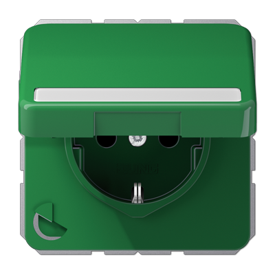 JUNG Штепсельная розетка SCHUKO 16A 250V~ с полем для надписи и защитой от влажности зеленая CD1520BFNAKLGN