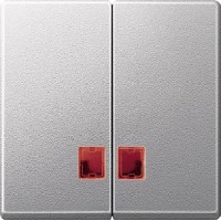 Купить SE Merten SM Алюминий Две клавиши с красным прямоугольным окошком для световой индикации MTN3456-0460