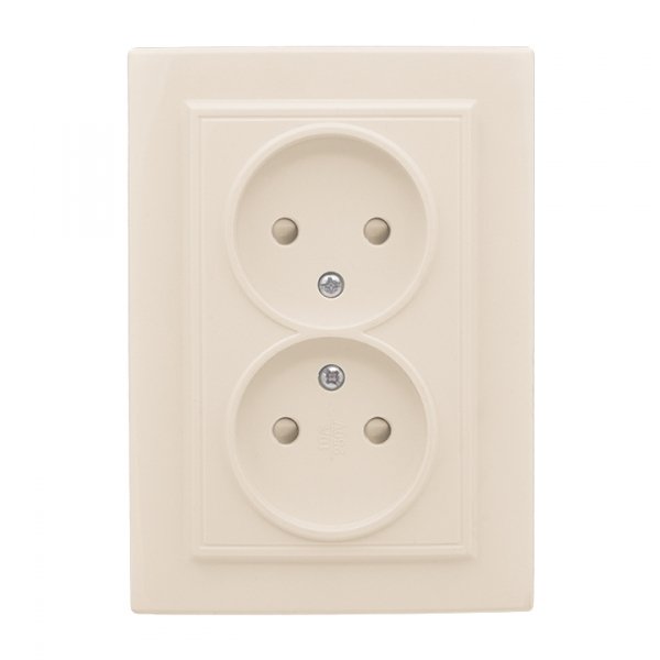 EKF Basic Минск Бежевый Розетка 2-ая, б/з, со шторками, 10А, СП