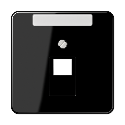 JUNG CD 500/CD plus Черная Накладка 1-ой наклонной ТЛФ/комп розетки с полем для надписи CD569-1NAUASW