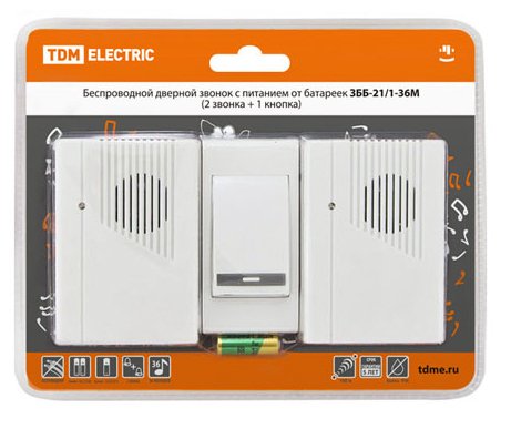 Купить TDM Звонок ЗББ-21/1-36М (беспр., бат., 2 звонка) SQ1901-0007