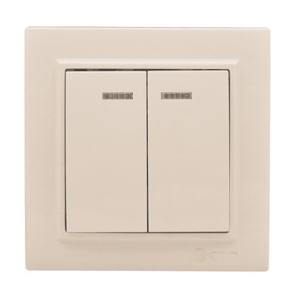 EKF Basic Минск Бежевый Выключатель 2-кл с индикатором, 10А, СП