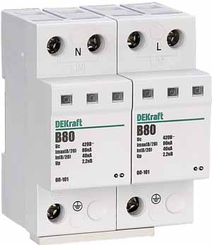 Купить Dekraft Ограничитель перенапряжений 1P+N 80кА класс B 440В