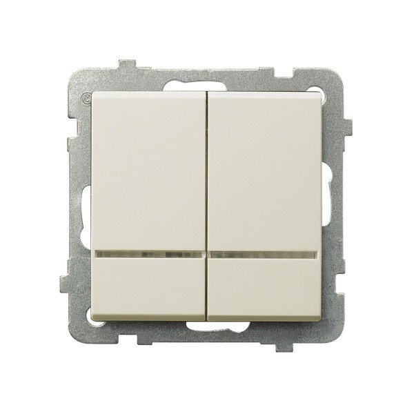 Ospel Sonata Бежевый Выключатель 2-клавишный с подсветкой, без рамки ŁP-2RS/m/27