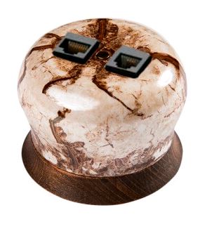 BIRONI Фаберже Керамика Мрамор золото Розетка 2-ая RJ45 B2-302-090/18