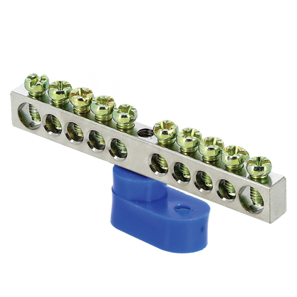 EKF PROxima Шина "0" N (6x9мм) 10 отв. цинк синий угловой изолятор