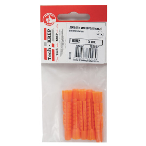 Купить Tech-Krep Дюбель универсальный 8х52 (полипропилен) (5 шт) - пакет 102932