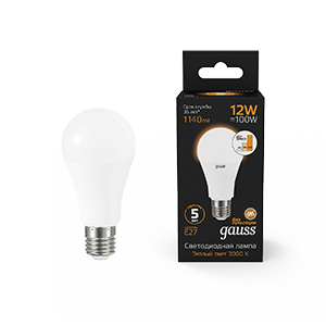 Gauss Лампа A60 12W 1140lm 3000K Е27 шаг. диммирование LED 102502112-S