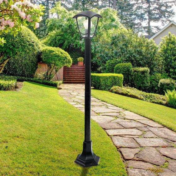 ЭРА Светильник садово-парковый 4гран черный напольный 112см E27 IP44(У1) НТУ 07-40-002 «Валенсия 4» (60)