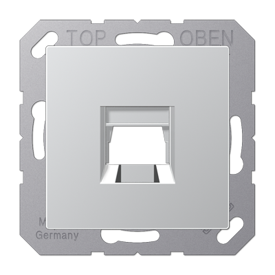 JUNG Kрышка для 1-го разъема без видимого винта подпружиненная шторка термопласт алюминий A1569-15WEAL