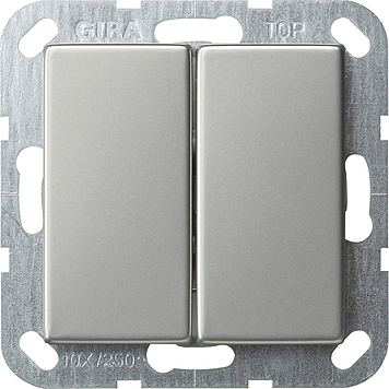 Купить Gira S-55 Выключатель кнопочный двухклавишный самовозврат.\ Переключатель 2-местный 2861600