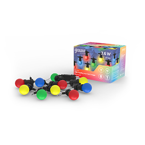 Gauss Гирлянда светодиодная "Белт Лайт" Holiday, 10 ламп, 7,7 м, IP44, мультицвет, 1/6 HL060