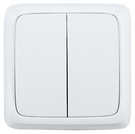 Hegel Альфа наруж Белый ВА16-153 Выключатель 2-клавишный с изол. пластиной