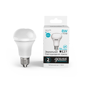 Gauss Лампа Elementary R63 8W 650lm 4100K Е27 LED 1/10/50 63228