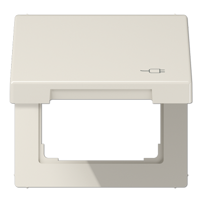 JUNG Рамка с подпружиненной крышкой для механизмов 50*50, с символом "Вилка", слоновая кость LS990BFKLSOC