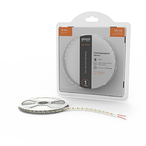 Gauss Лента Basic 12V 10W/m 700lm/m 3000K IP65 LED 5m 1/100 BT051