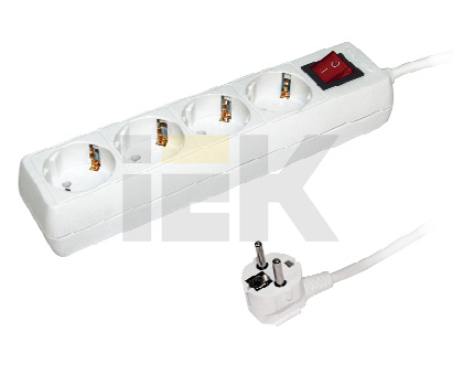 Купить IEK Удлинитель У04К-выкл. 4 места 2Р+PЕ/3метра 3х1мм2 16А/250