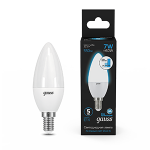 Gauss Лампа Свеча 7W 550lm 6500К E14 шаг. диммирование LED 103101307-S
