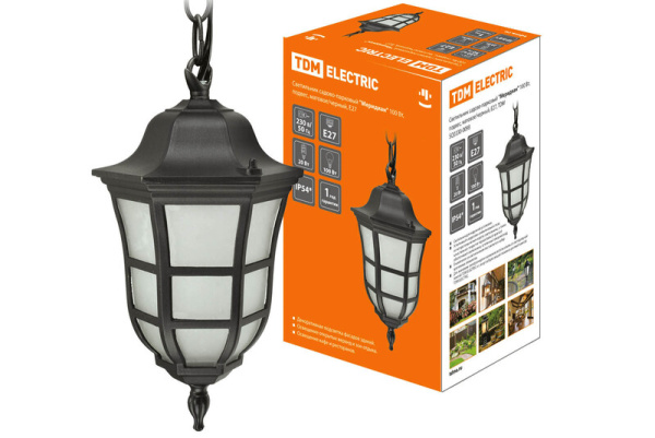 Купить TDM Светильник садово-парковый "Меридиан" 100 Вт, подвес, матовое/черный, Е27