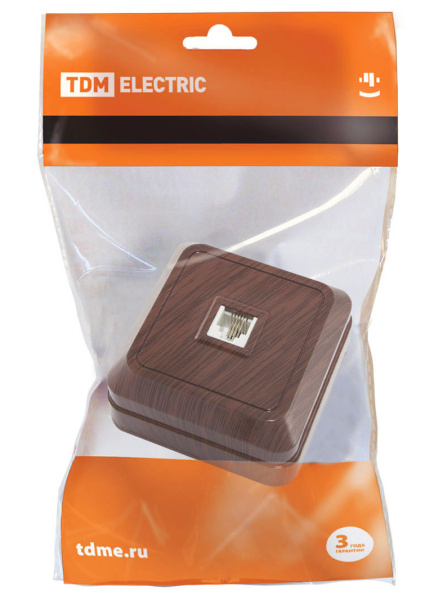 Купить TDM Розетка TФ (RJ-11) открытой установки IP20, бук "Ладога" SQ1801-0041