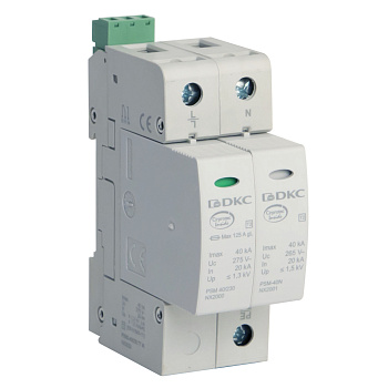 DKC УЗИП, класс II, 2-полюсный, L-N-PE, 40кА, удаленный контроль