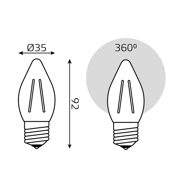 Купить Gauss Лампа Filament Свеча 7W 550lm 2700К Е27 LED 1/10/50 103802107