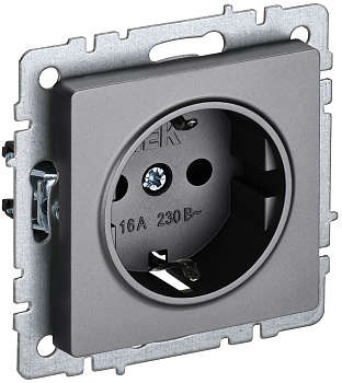 IEK BRITE BASE Сталь Розетка 1-м с/з без защ штор 16А РС11-1-0-БрС