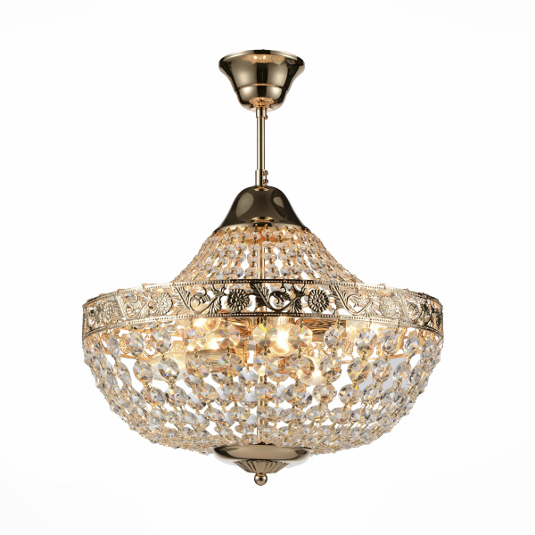 ST LUCE SL669.203.06 Люстра подвесная  Французское золото/Прозрачный E14 6*40W ST LUCE SL669.203.06 Люстра подвесная  Французское золото/Прозрачный E14 6*40W