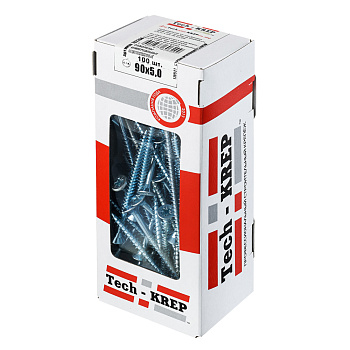 Tech-Krep Саморезы универсальные  90х5,0 мм (100 шт)  оцинкованные - коробка с ок. Tech-Kr 102204