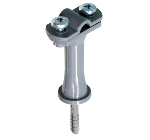 EZETEK Держатель проводника круглого 6-10 мм серый, высота 59 мм, пластик с дюбелем 40 мм 70678