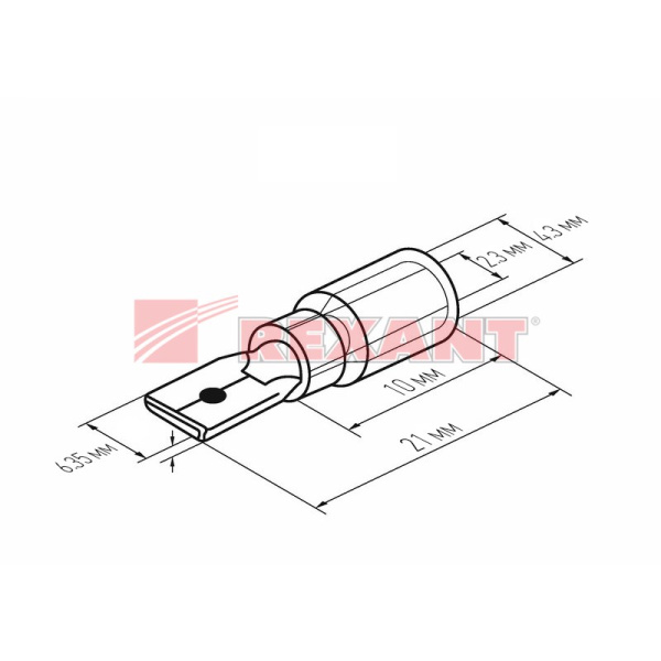 Купить Клемма плоская изолированная термоусаживаемая штекер - 6.35мм 1.5-2.5мм² (РПи-п-т 2.5-(6.3)) синий Rexant 08-0334