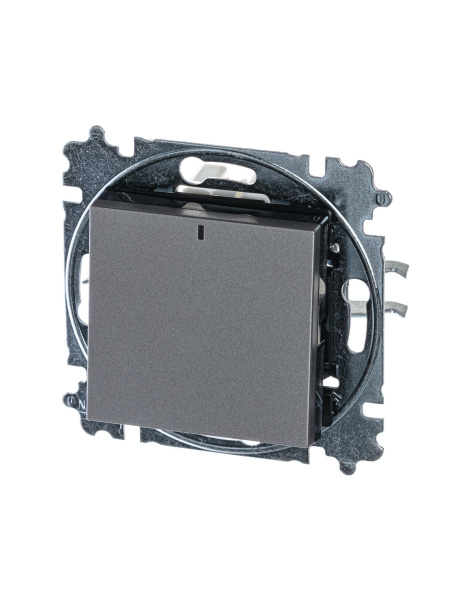 Купить ABB EPJ Levit сталь / дымчатый чёрный Переключатель 1-кл, с ориент, подсветкой 2CHH590646A6069