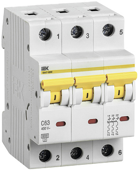 IEK KARAT Выключатель автоматический ВА47-60M 3Р 63А 6кА С MVA31-3-063-C