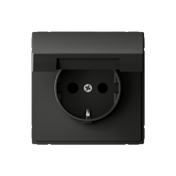 Systeme Electric ArtGallery Базальт Розетка с заземл. со шторк. с крышкой, 16А, IP20, механизм