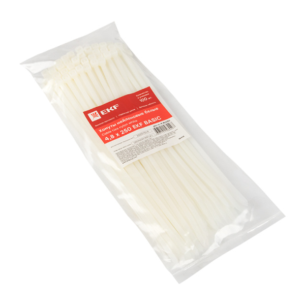 Купить EKF Basic Хомут нейлоновый (4,8х250) (100шт.)
