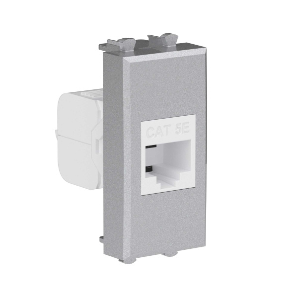 Купить DKC Компьютерная розетка RJ-45 без шторки модульная, кат.5е, "Avanti", "Закаленная сталь", 1 модуль