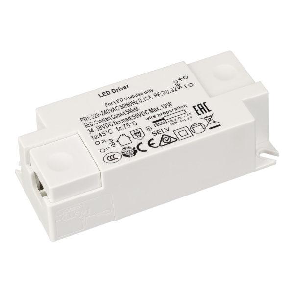 Arlight Блок питания ARJ-KE38500 (19W, 500mA, PFC) ( IP20 Пластик, 3 года) 029335