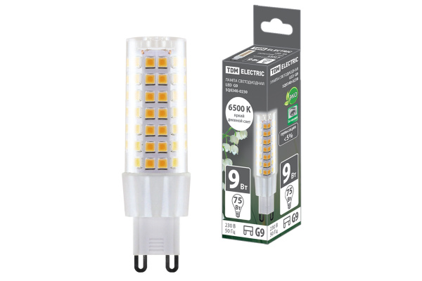 TDM Лампа светодиодная G9-9 Вт-230 В-6500 К, SMD, 21,5x70,5 мм SQ0340-0230