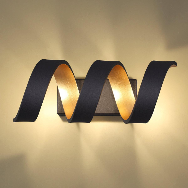 Купить Odeon Light 3832/9WL ODL20 47 черный/золотистый/металл Настенный светильник LED 4000K 9W 220V SPIRA