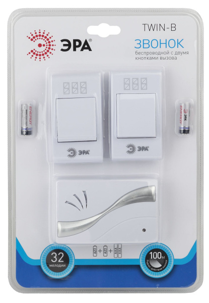Купить ЭРА TWIN-B Звонок беспроводной