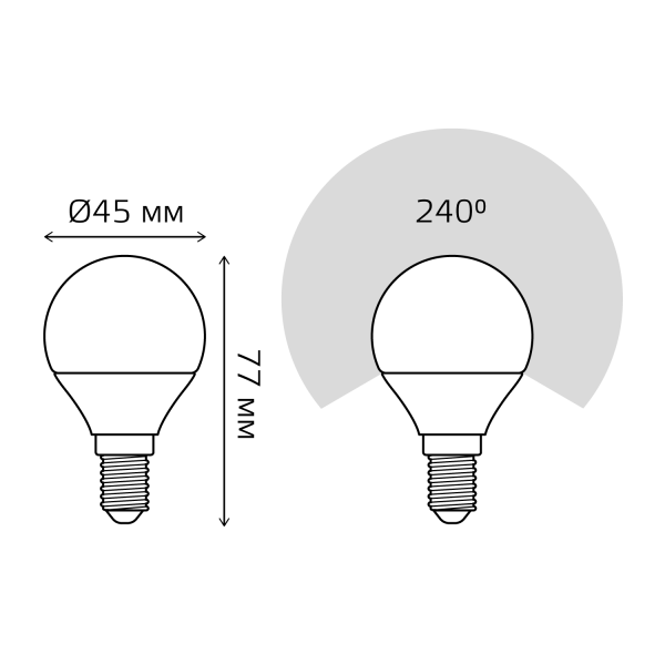 Купить Gauss Лампа Шар 6.5W 520lm 3000K E14 LED 105101107