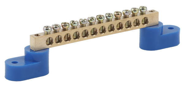 ЭРА NO-222-69 Синий Шина N "ноль" на двух угловых изол ШНИ-8х12-12-У2