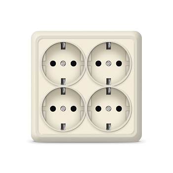 UNIVersal "Олимп" Розетка "Слоновая кость" 4-ая с/з (ivory) квадрат 1171