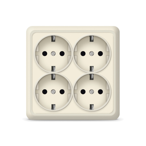 UNIVersal "Олимп" Розетка "Слоновая кость" 4-ая с/з (ivory) квадрат 1171