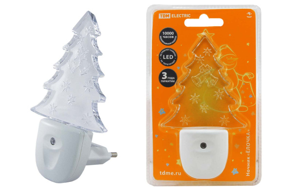 TDM Ночник "Елочка"  с датчиком  света, светодиодный, 0.3 Вт  220 В SQ0357-0010