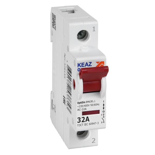 КЭАЗ OptiDin ВМ63PL Выключатель нагрузки 1P 32А 400В (BM63PL-132-УХЛ3)
